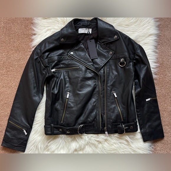 New One teaspoon Lamb leather Heartbreak Hotel Moto Motorcycle Jacket Eyelet - Picture 2 of 6